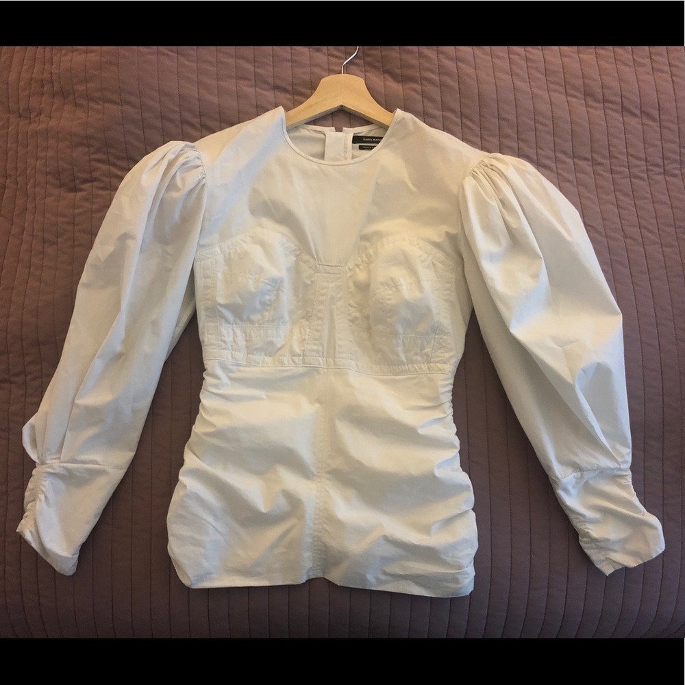 Isabel Marant Maya Puff-Sleeved Top Sz 36 add pads